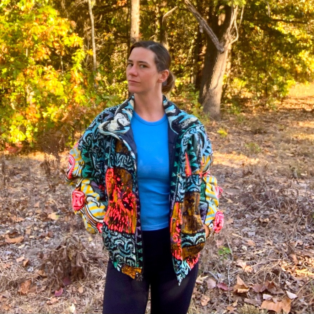 Vintage Quiksilver Tribal Print Bomber Jacket 80's/90's Multicolor Neon Sz S